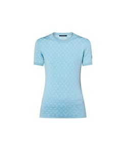 Donna Louis Vuitton Maglieria | Top In Maglia Con Motivo Monogram In Jacquard Beige Chiaro