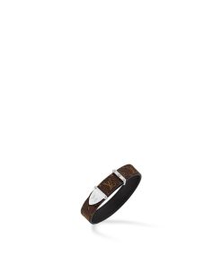 Uomo Louis Vuitton Bracciali | Bracciale In Pelle Reversibile Lv Trunk Marrone