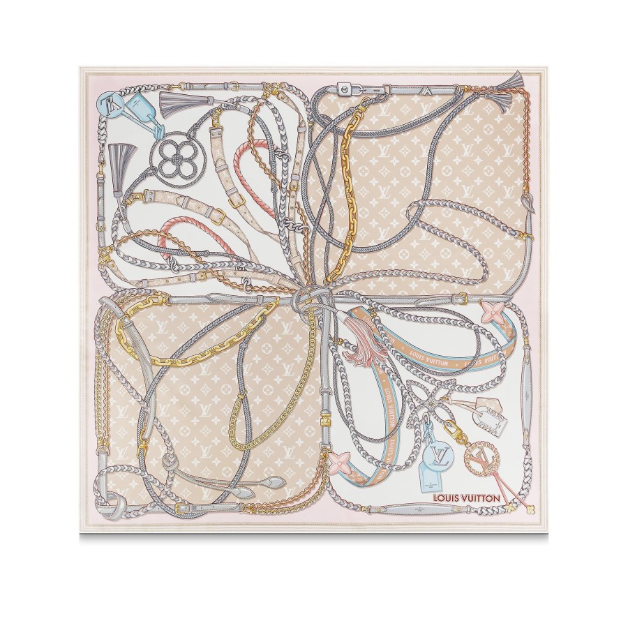 Donna Louis Vuitton Foulard In Seta E Bandeaux | Foulard Mix And Straps 90 Beige