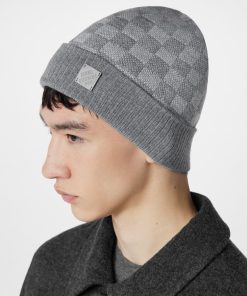 Uomo Louis Vuitton Cappelli E Guanti | Berretto Neo Petit Damier Gris Clair