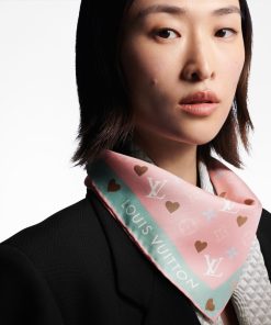 Donna Louis Vuitton Foulard In Seta E Bandeaux | Foulard Game On 45 Rose Clair