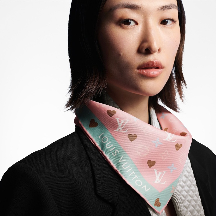 Donna Louis Vuitton Foulard In Seta E Bandeaux | Foulard Game On 45 Rose Clair