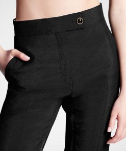 Donna Louis Vuitton Pantaloni | Pantaloni In Stile Smoking Con Bottone Gioiello Noir