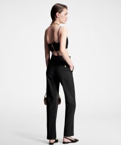 Donna Louis Vuitton Pantaloni | Pantaloni In Stile Smoking Con Bottone Gioiello Noir