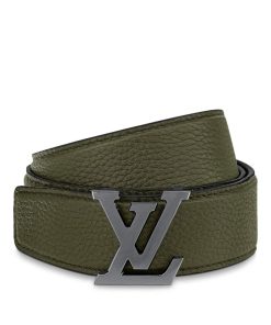 Uomo Louis Vuitton Cinture | Cintura Lv Heritage 35 Mm Reversibile Verde Fonce