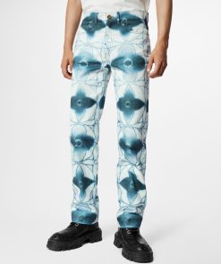 Uomo Louis Vuitton Pantaloni | Jeans Regular Con Motivo Monogram Shibori Stampato