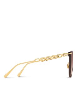 Donna Louis Vuitton Occhiali Da Sole | Occhiali Da Sole My Lv Chain Two Classic Square Havane