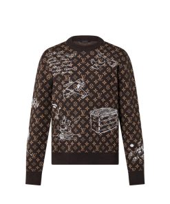 Uomo Louis Vuitton Maglieria E Felpe | Girocollo In Lana Con Motivo Monogram E Ricami