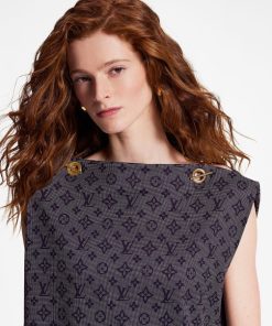 Donna Louis Vuitton Abiti | Abito T-Shirt Con Motivo Monogram Mahina Invertito E Catenella Sulla Spalla