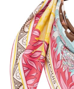 Donna Louis Vuitton Foulard In Seta E Bandeaux | Foulard Lv Secret Garden 90 Marrone