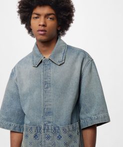 Uomo Louis Vuitton Camicie | Camicia A Maniche Corte In Denim In Stile Workwear