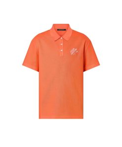 Uomo Louis Vuitton T-Shirt E Polo | Polo In Cotone Con Firma Ricamata Peach