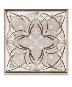 Donna Louis Vuitton Foulard In Seta E Bandeaux | Foulard Ultimate Monogram 90 Beige Chiaro