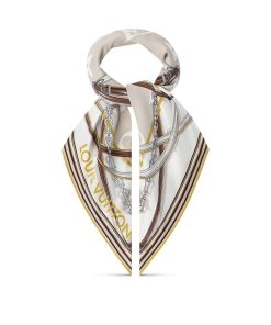 Donna Louis Vuitton Foulard In Seta E Bandeaux | Foulard Ultimate Monogram 90 Beige Chiaro