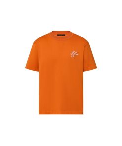 Uomo Louis Vuitton T-Shirt E Polo | T-Shirt In Cotone Con Firma Ricamata Orange