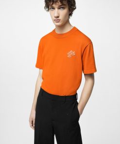 Uomo Louis Vuitton T-Shirt E Polo | T-Shirt In Cotone Con Firma Ricamata Orange