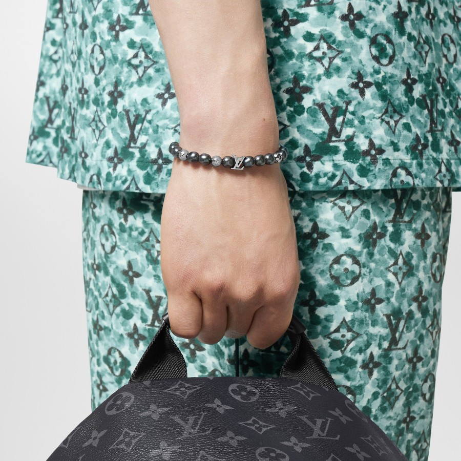 Uomo Louis Vuitton Bracciali | Bracciale Monogram Pearls Nero