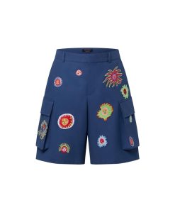 Uomo Louis Vuitton Pantaloni | Lv X Yk Shorts Cargo Con Motivo Faces Ricamato