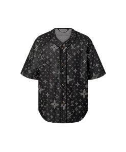 Uomo Louis Vuitton Camicie | Camicia Da Baseball In Denim Con Motivo Monogram