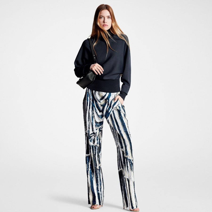 Donna Louis Vuitton Pantaloni | Pantaloni Con Motivo Animalier In Paillettes