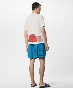 Uomo Louis Vuitton Pantaloni | Lv X Yk Shorts Cargo Con Motivo Pumpkin All-Over