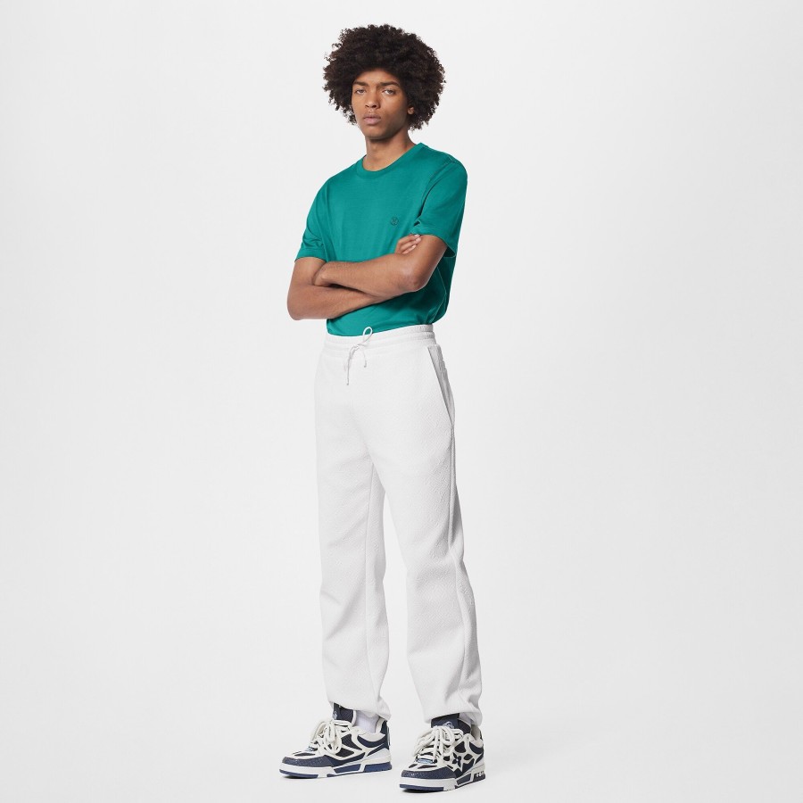 Uomo Louis Vuitton Pantaloni | Pantaloni Da Jogging In Pile Con Motivo Monogram Lvse Blanc Lait