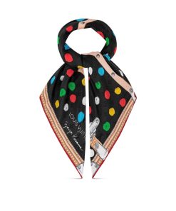 Donna Louis Vuitton Foulard In Seta E Bandeaux | Lv X Yk Foulard Painted Dots Monogram 90 Noir