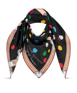 Donna Louis Vuitton Foulard In Seta E Bandeaux | Lv X Yk Foulard Painted Dots Monogram 90 Noir