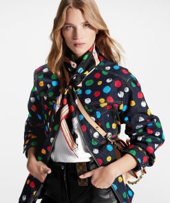 Donna Louis Vuitton Foulard In Seta E Bandeaux | Lv X Yk Foulard Painted Dots Monogram 90 Noir