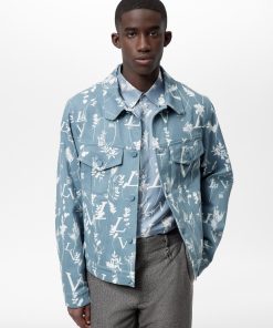 Uomo Louis Vuitton Capispalla E Cappotti | Giacca In Denim Dna Con Motivo Lv Leaf