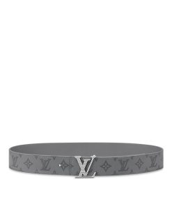 Uomo Louis Vuitton Cinture | Cintura Lv Shadow 40 Mm Reversibile Grigio