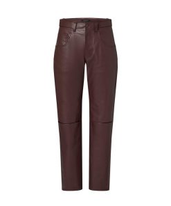 Donna Louis Vuitton Pantaloni | Pantaloni In Pelle Con Spacchi Marron Fonce