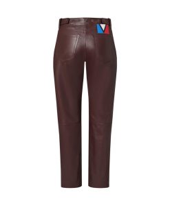 Donna Louis Vuitton Pantaloni | Pantaloni In Pelle Con Spacchi Marron Fonce