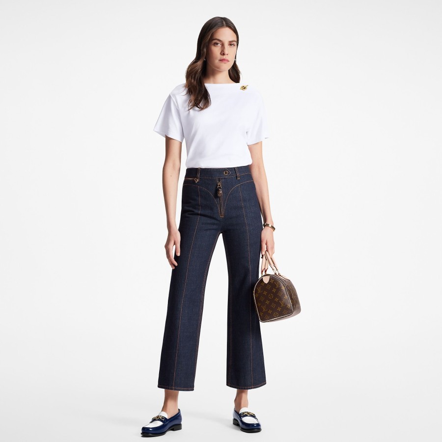 Donna Louis Vuitton Pantaloni | Jeans Crop Color Blu Indaco