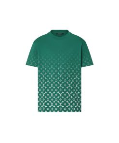 Uomo Louis Vuitton T-Shirt E Polo | T-Shirt In Cotone Con Motivo Monogram Gradient Verde