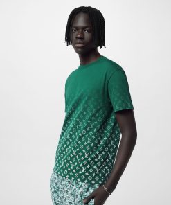 Uomo Louis Vuitton T-Shirt E Polo | T-Shirt In Cotone Con Motivo Monogram Gradient Verde