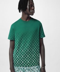 Uomo Louis Vuitton T-Shirt E Polo | T-Shirt In Cotone Con Motivo Monogram Gradient Verde