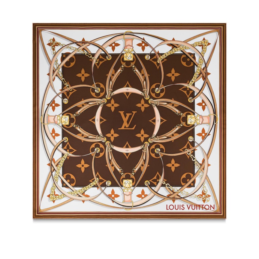 Donna Louis Vuitton Foulard In Seta E Bandeaux | Foulard Ultimate Monogram 90 Marrone