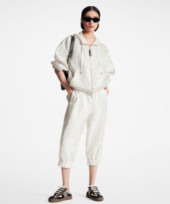 Donna Louis Vuitton Cappotti E Giacche | Parka Corto In Tessuto Brillante Con Motivo Monogram Blanc