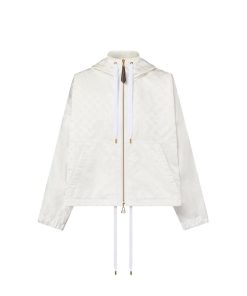 Donna Louis Vuitton Cappotti E Giacche | Parka Corto In Tessuto Brillante Con Motivo Monogram Blanc