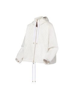 Donna Louis Vuitton Cappotti E Giacche | Parka Corto In Tessuto Brillante Con Motivo Monogram Blanc