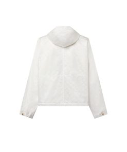 Donna Louis Vuitton Cappotti E Giacche | Parka Corto In Tessuto Brillante Con Motivo Monogram Blanc