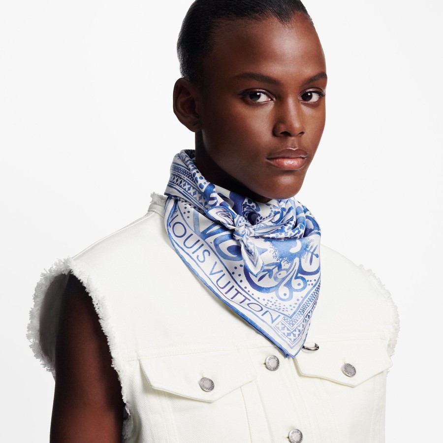 Donna Louis Vuitton Foulard In Seta E Bandeaux | Foulard Graphic Tile Mosaic 70