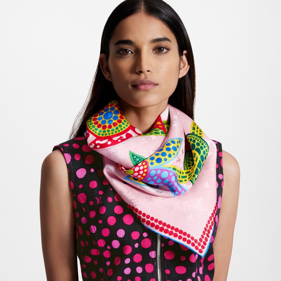 Donna Louis Vuitton Foulard In Seta E Bandeaux | Lv X Yk Foulard Flowers 90