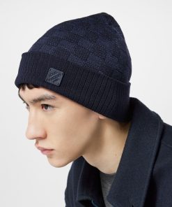 Uomo Louis Vuitton Cappelli E Guanti | Berretto Neo Petit Damier Blu Marine