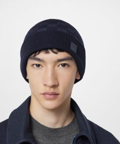 Uomo Louis Vuitton Cappelli E Guanti | Berretto Neo Petit Damier Blu Marine