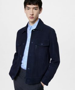 Uomo Louis Vuitton Capispalla E Cappotti | Giacca Scamosciata Bleu Nuit