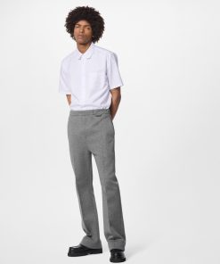 Uomo Louis Vuitton Pantaloni | Pantaloni Casual Con Taglio Sartoriale Gris Chine