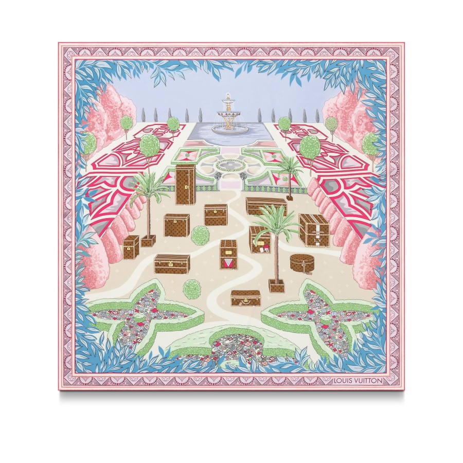 Donna Louis Vuitton Foulard In Seta E Bandeaux | Foulard Lv Secret Garden 90 Rose