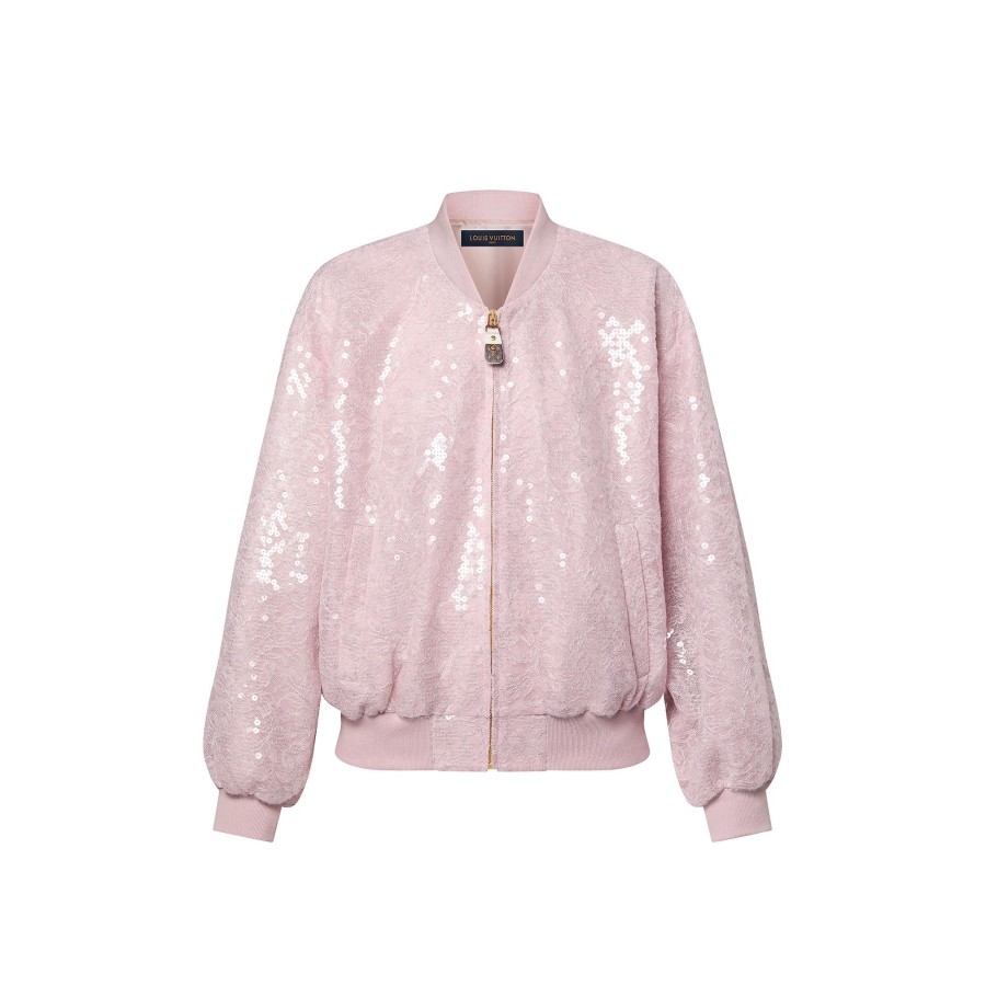 Donna Louis Vuitton Cappotti E Giacche | Bomber In Pizzo Con Paillettes